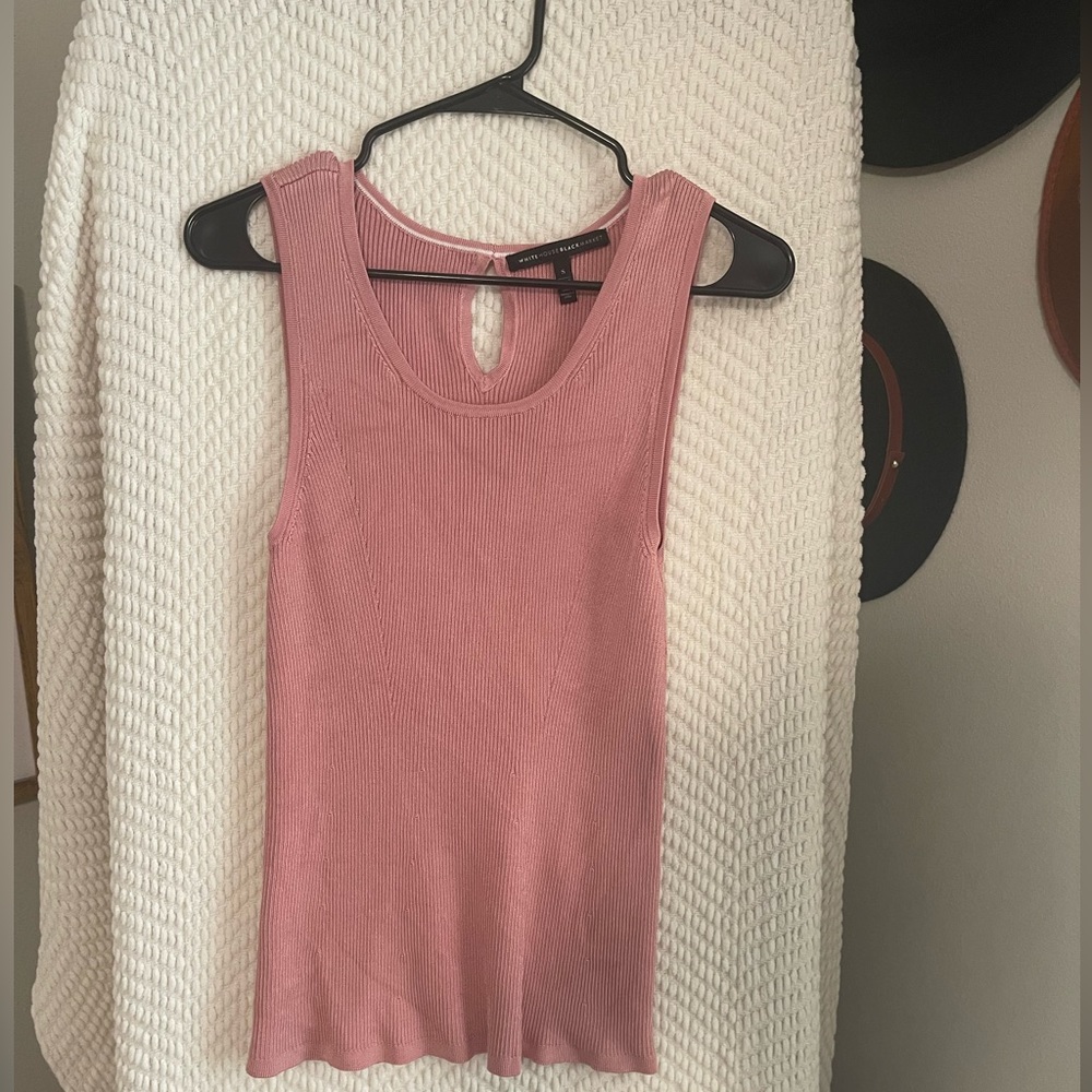 White House Black Market: Rib Knit Sweater Tank Top Color: Pink Size: Small